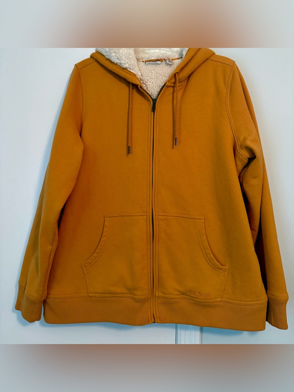 L.L. Bean Women's Sherpa-Lined Zip Hoodie in Mustard Gold